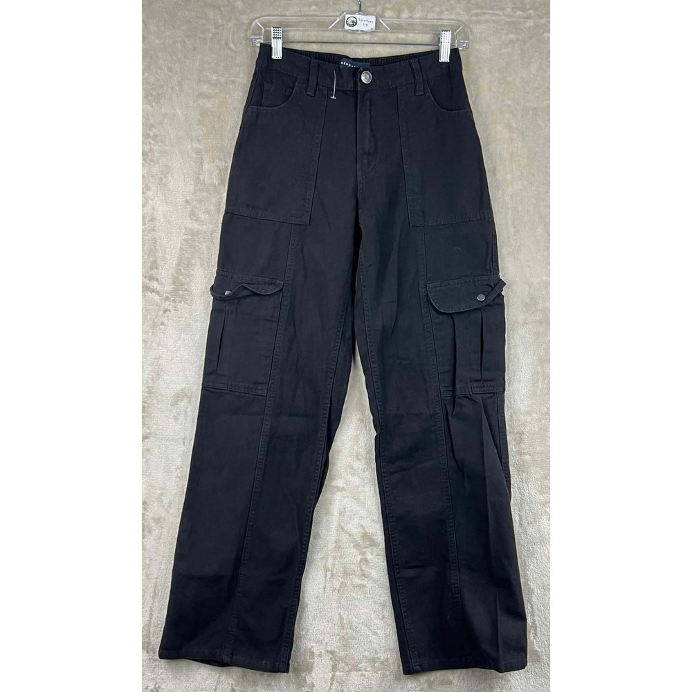 EUC Aeropostale Womens Utility Cargo Pants Black Straight Leg High Rise XS